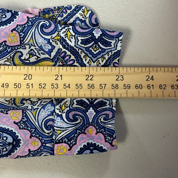 Talbots Women XL Petite Artsy Medallion Print Light Cotton Roll Tab Sleeve Shirt - Picture 7 of 9